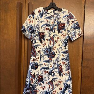 Dvf Lena Floral Stretch Cotton A-line Dress Nwt 10 $448